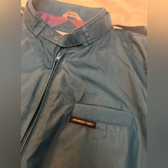 ☮️ Vintage 1980’s Members Only Teal Racer Jacket – Rainbow Tag - Made in Korea - Picture 5 of 7